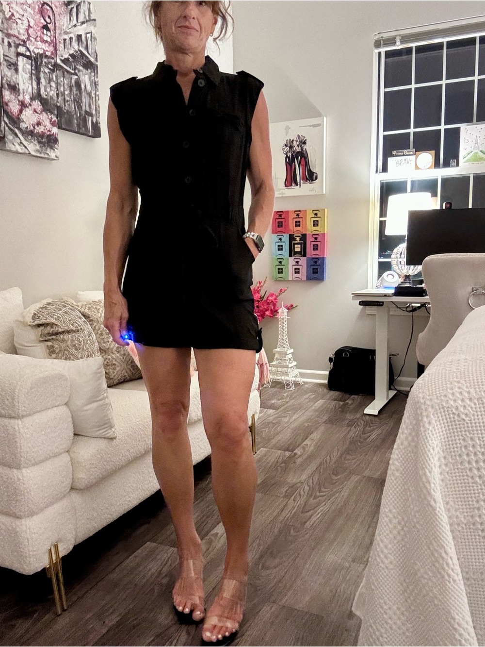 Rachel Zoe Black Sleeveless Mini shorts jumpsuit romper linen